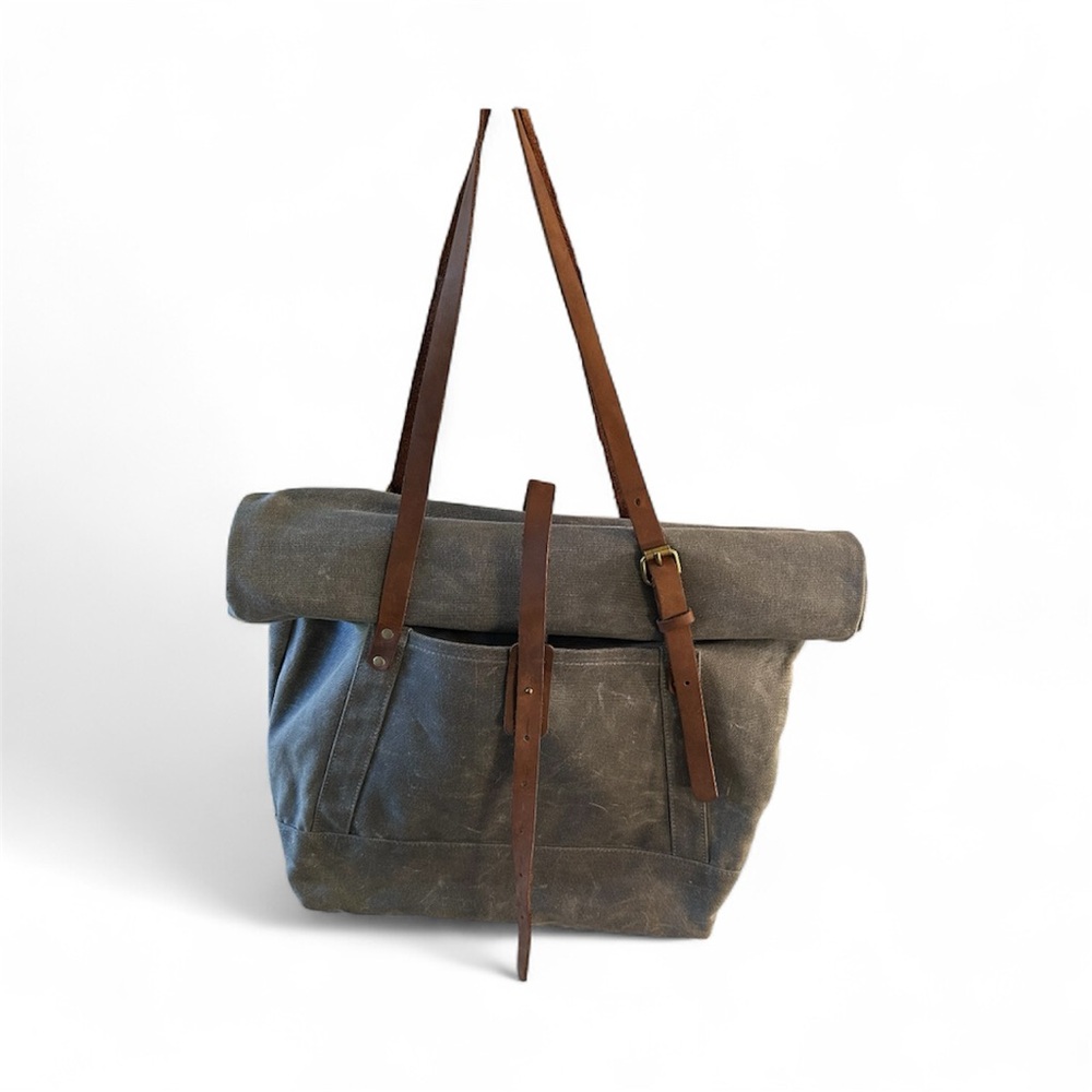 Stone & Cloth Waxed Canvas Rolltop Tote w/ Adjustable Leather Straps